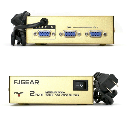 Розгалужувач VGA активний KV-FJ1502A 150MHz 2 Port/ DC5V/2A