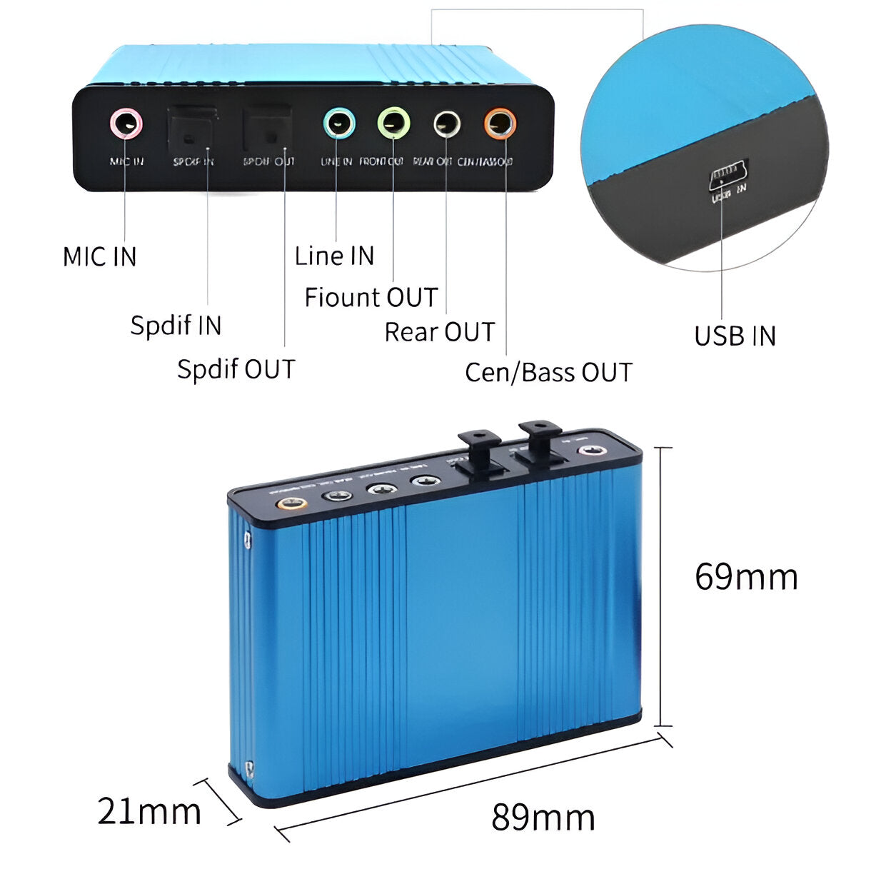 Зовнішня 5.1 USB звукова аудіо карта на 6 каналів SPDIF оптика для ПК ноутбука