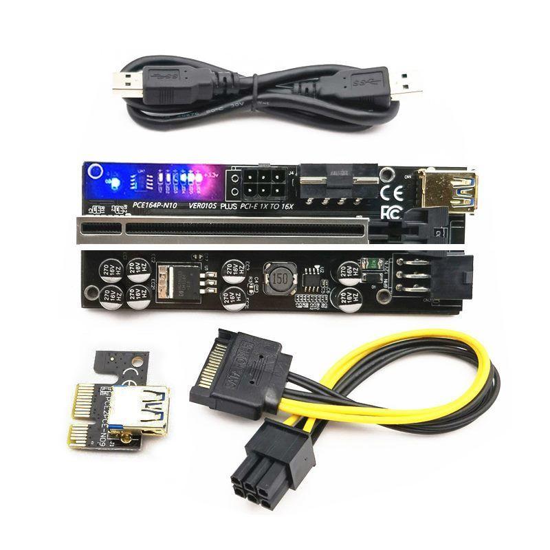 Райзер Sata 6 Pin v010S Plus USB 3.0 PCI-E 1X - 16X Riser для відеокарт 60см