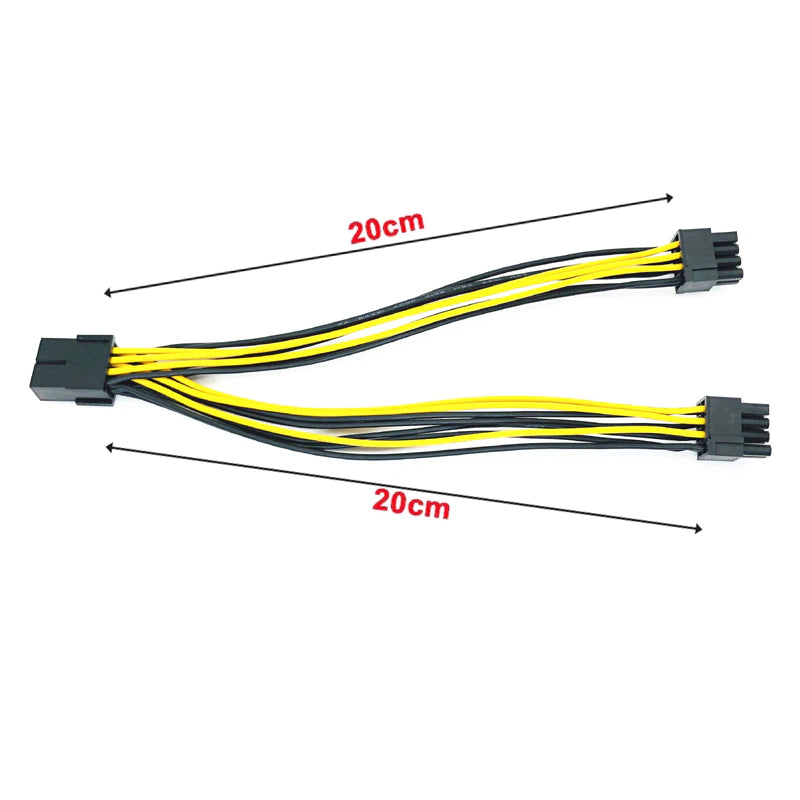 Кабель живлення 8 pin - 2 x 6+2 pin F/M для відеокарт 0.2 м