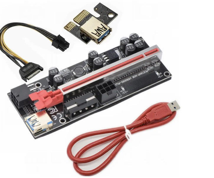 Райзер Sata 6 Pin v009S Plus USB 3.0 PCI-E 1X - 16X Riser для видеокарт 60см, 77046