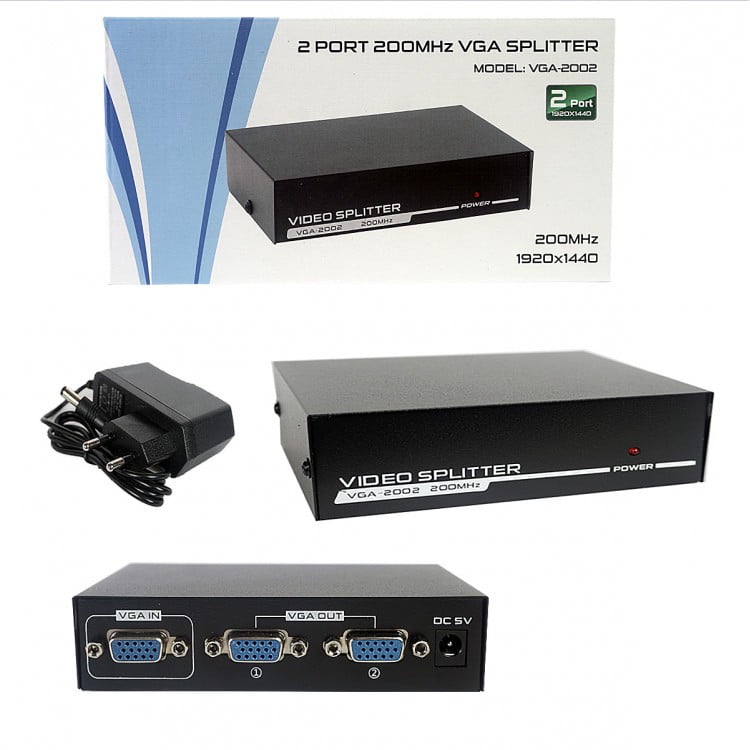 Розгалужувач VGA активний 2 Port VGA-2002