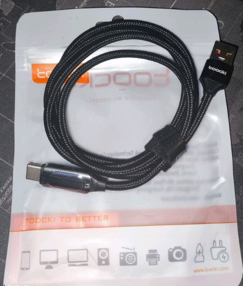 Кабель USB Type-C PD 100W Fast Charge с экраном QC 3.0, 100 см, Toocki