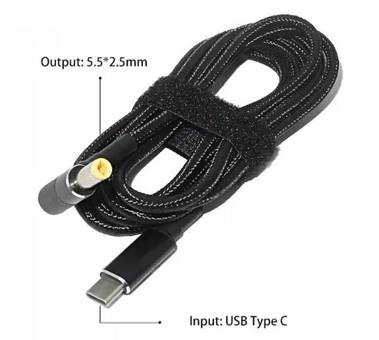 USB Type-C 100W кабель живлення DC 5.5×2.5 для ноутбуків Asus, Lenovo, Toshiba