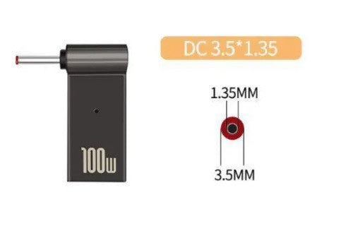 USB Type-C 100W адаптер живлення DC 3.5×1.35 для зарядки ноутбука