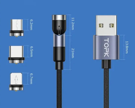 Магнитный кабель Essager Lightning Apple iPhone 2m 2.1A 360° 77950