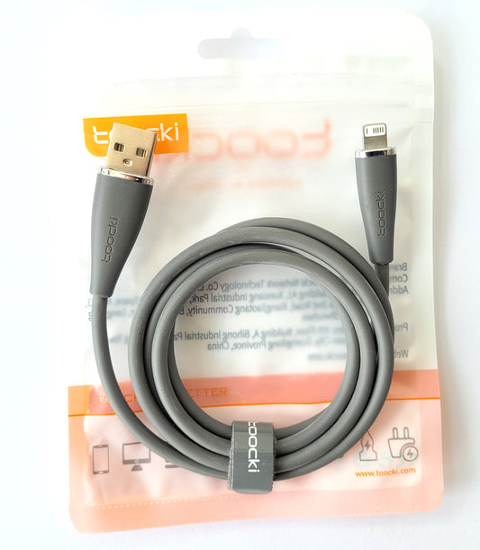 Кабель Toocki USB to Lightning PD 2.4A для Apple, серый, 78144