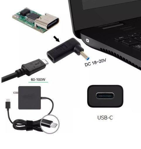 Переходник USB Type-C на DC 4.5×3.0*0.6+PD Triger 19.5V 100W для зарядки ноутбуков Dell