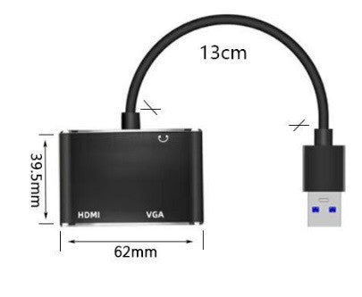 Переходник USB на HDMI и VGA для подключения дополнительного монитора