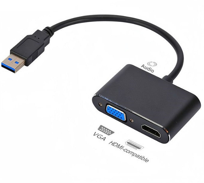Переходник USB на HDMI и VGA для подключения дополнительного монитора