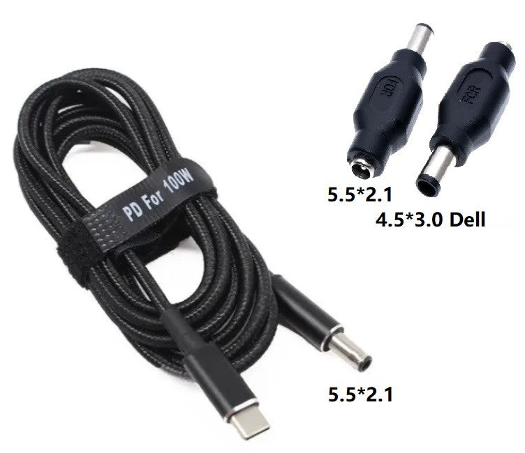 USB Type-C 100W кабель питания и переходник DC 4.5×3.0*0.6 для зарядки ноутбука, 78325