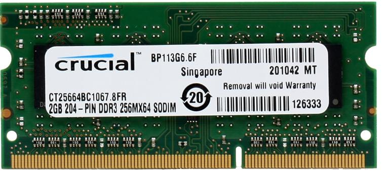 SODIMM 2Gb DDR3 1066MHz Crucial CT25664BC1067