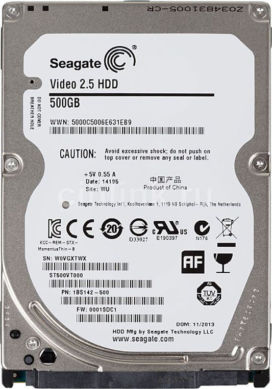 Жесткий диск 2.5' 500Gb Seagate ST500VT000 Ref