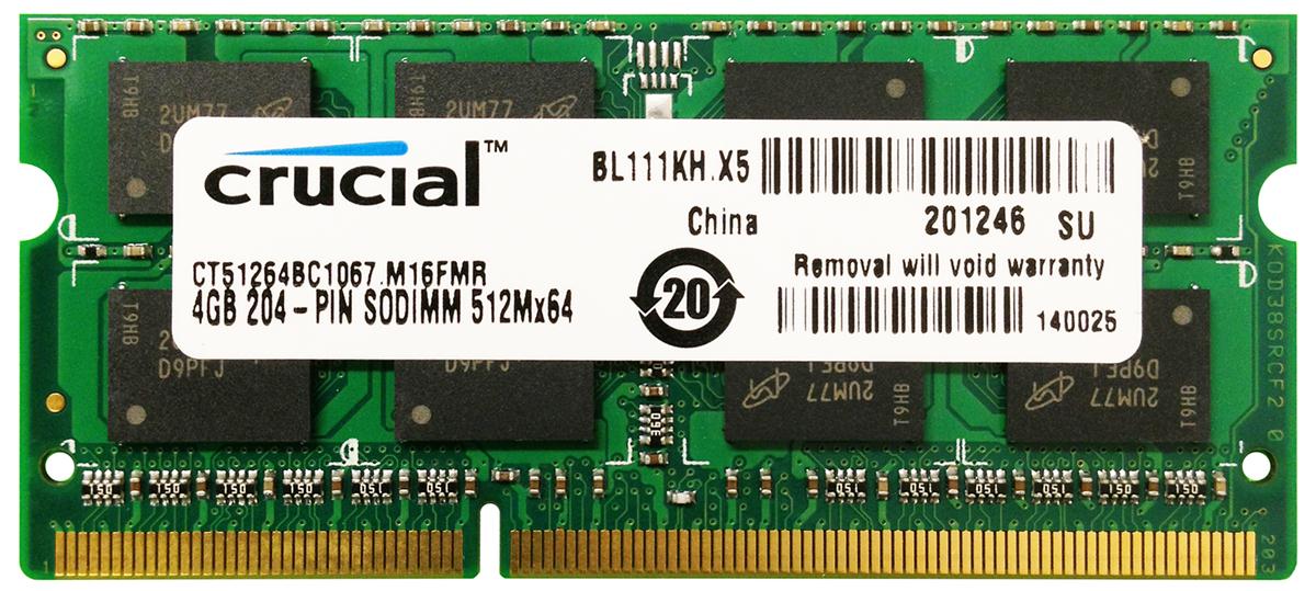SODIMM 4Gb DDR3 1066MHz PC3-8500 Crucial CT51264BC1067
