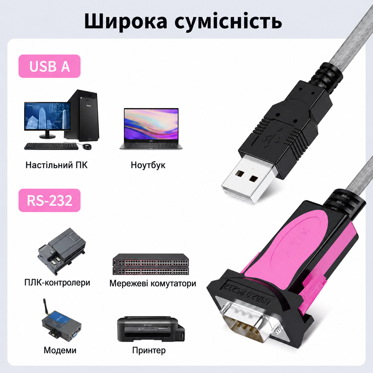 Кабель USB to RS232 FTDI 1.5м