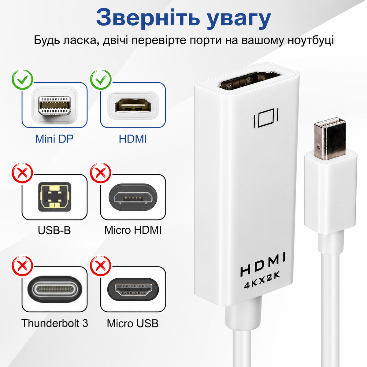 Mini DisplayPort to HDMI adapter Apple MacBook 2k, 4k
