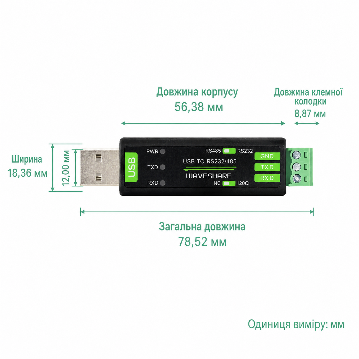 Converter USB - RS232/485, FT232RNL, Waveshare 26630