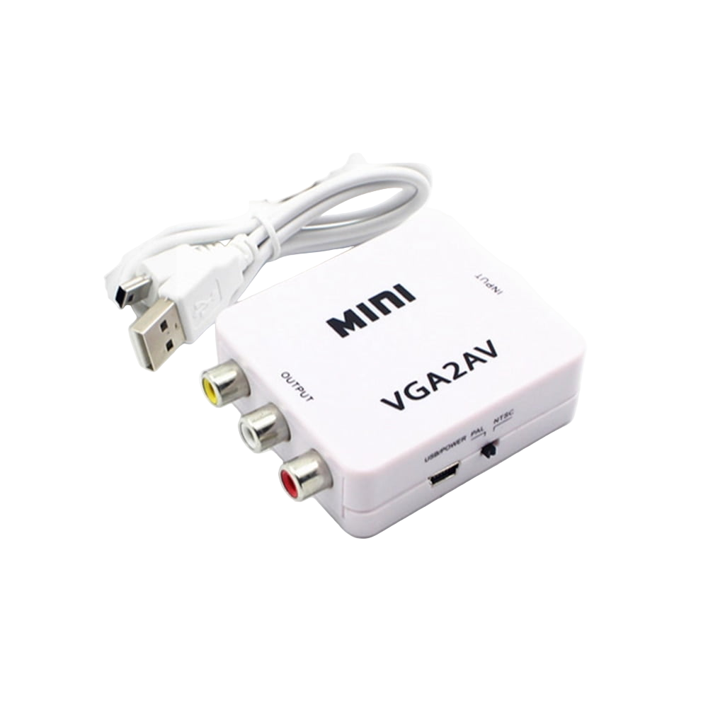 Перехідник-конвертер VGA to AV RCA активний міні VGA2AV