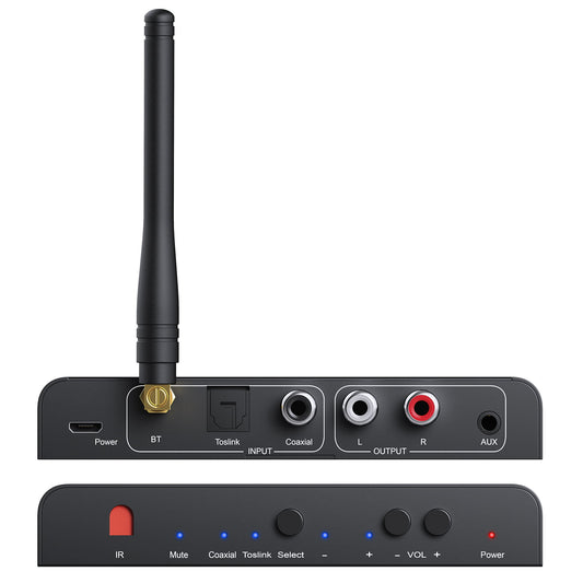 Переходник аудио оптика/коаксиал/Bluetooth to 2 RCA + 3.5мм с регулировкой громкости с ИК-пультом дистанционного управления Prozor 7P-55