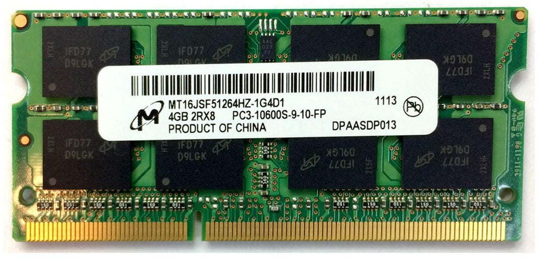 DDR3-SODIMM 4096Mb DDR3 (1333Mhz) pc-10600 Micron mt16jsf51264hz-1g4d1