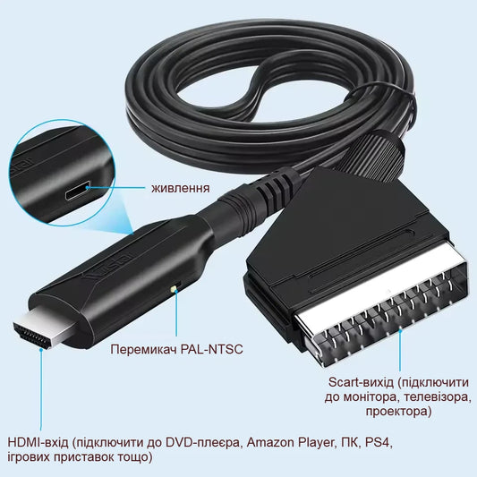 Кабель-переходник HDMI to SCART, Wiistar DZ17