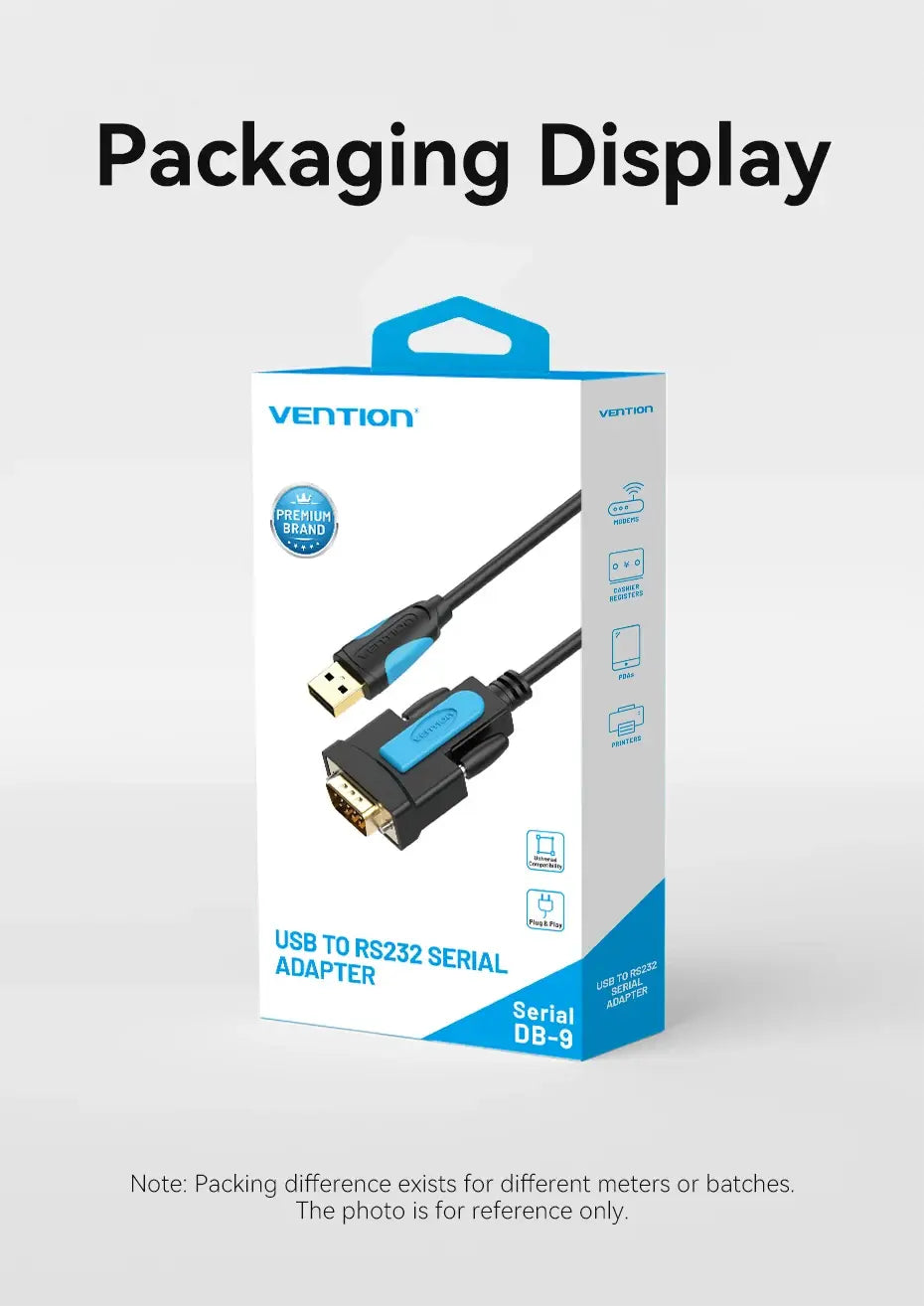 Кабель USB-RS232 male, 1.5 m, Prolific PL2303; Vention; grey-blue