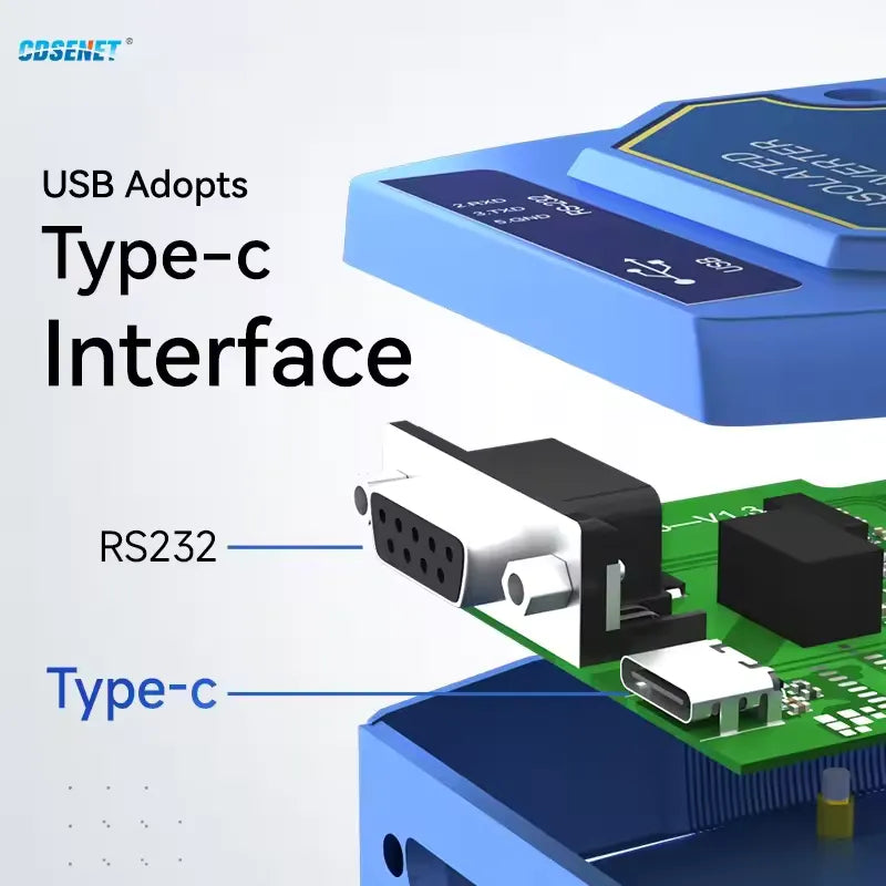 Промышленный конвертер USB Type-C в RS232/RS422/RS485/TTL CDSENT E810-U15 FTDI