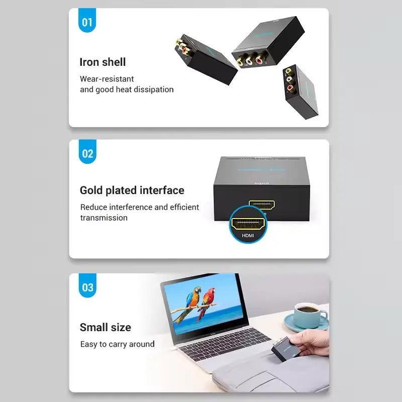 Конвертор HDMI to AV RCA (тюльпан) Vention