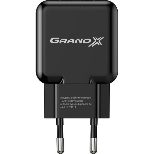 Зарядний пристрій Grand-X CH-03B (5V/2.1A) Black (CH-03B)