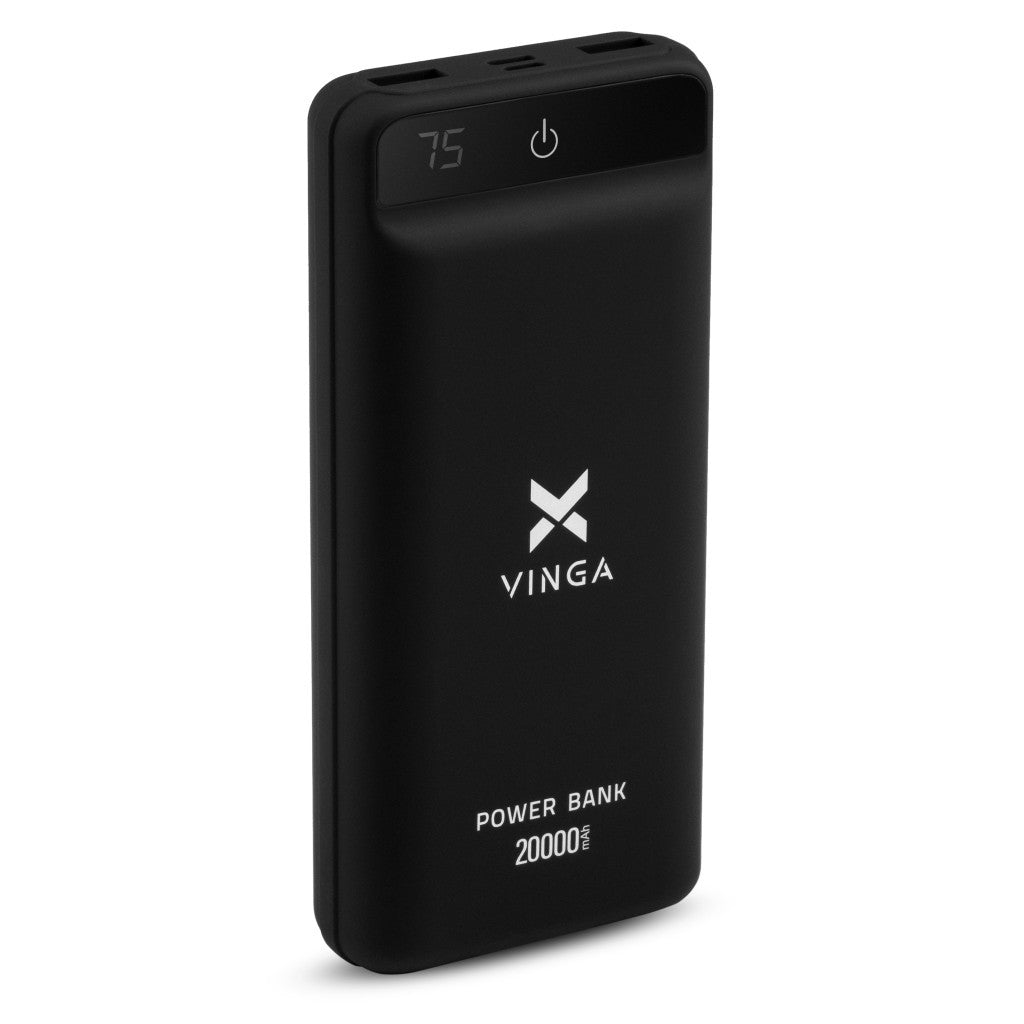 Универсальная батарея Vinga 20000 mAh QC3.0 Display soft touch black (VPB2QLSBK)