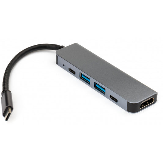 Концентратор Vinga Type-C to 4K HDMI+2*USB3.0+PD+USB-C 3.1 Gen1 алюминий (VCPHTC5AL)