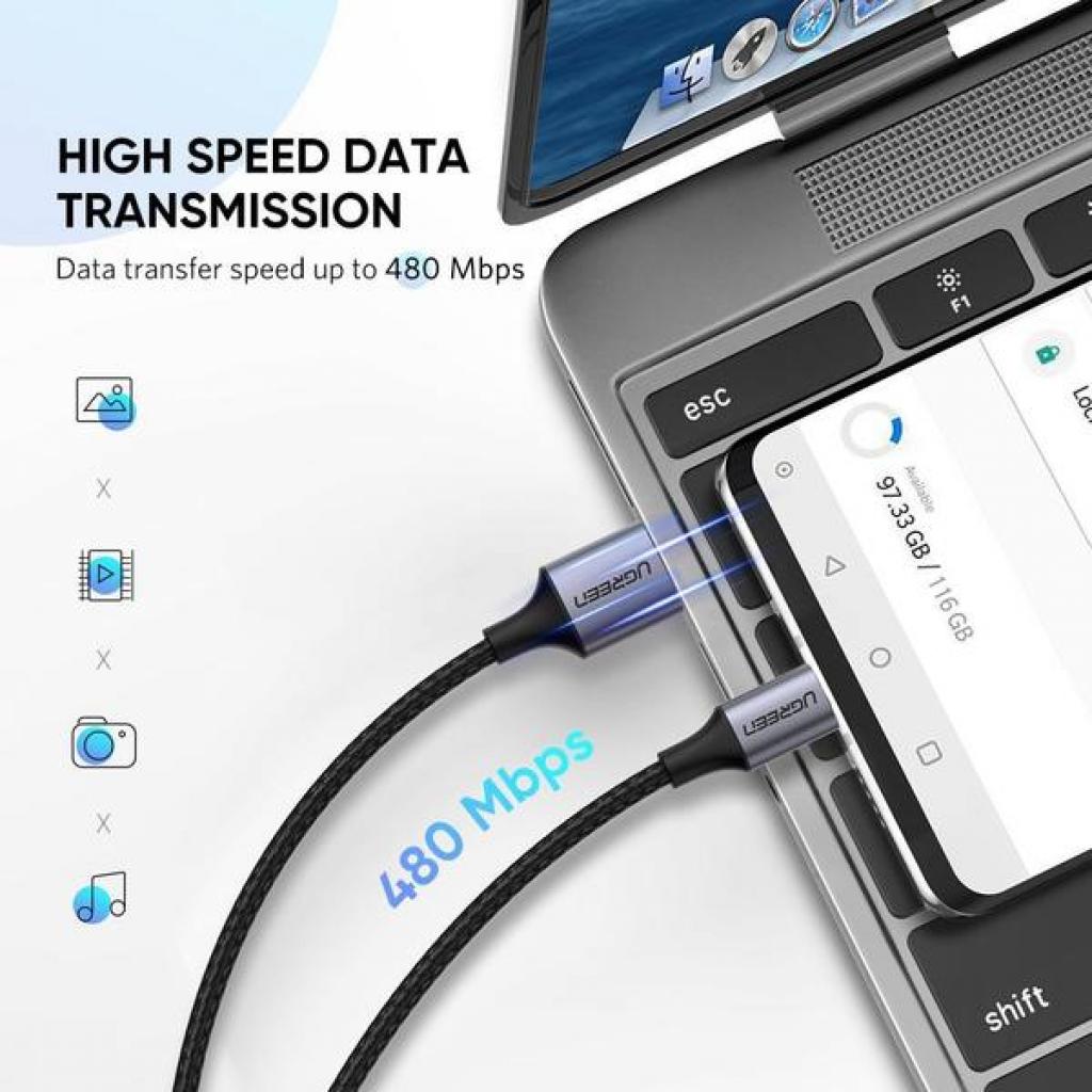 Дата кабеля USB 2.0 AM to Type-C 2.0m US288 (60128)