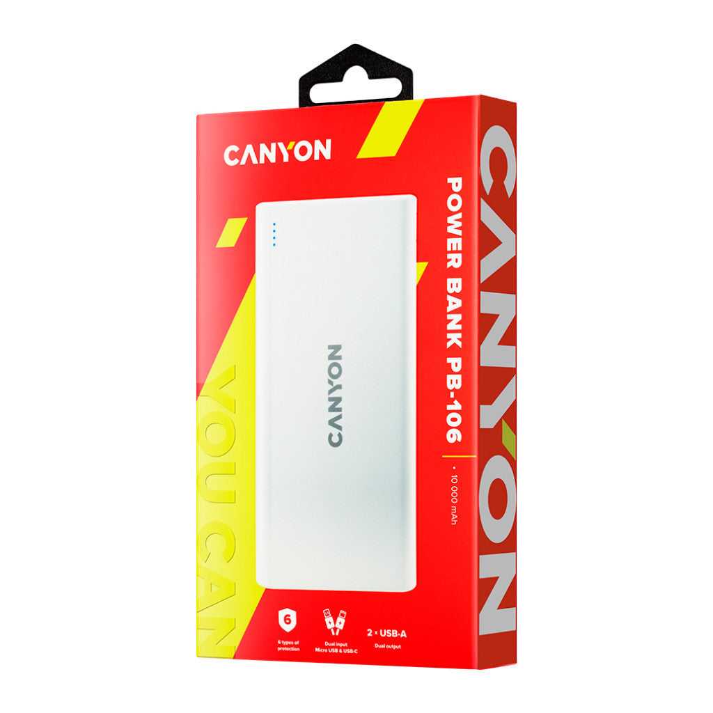 Универсальная батарея Canyon PB-106 10000mAh (CNE-CPB1006W)