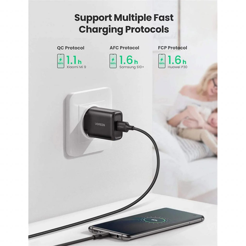 Зарядное устройство для Ugreen CD122 18W USB QC 3.0 Charger (Black) (70273)