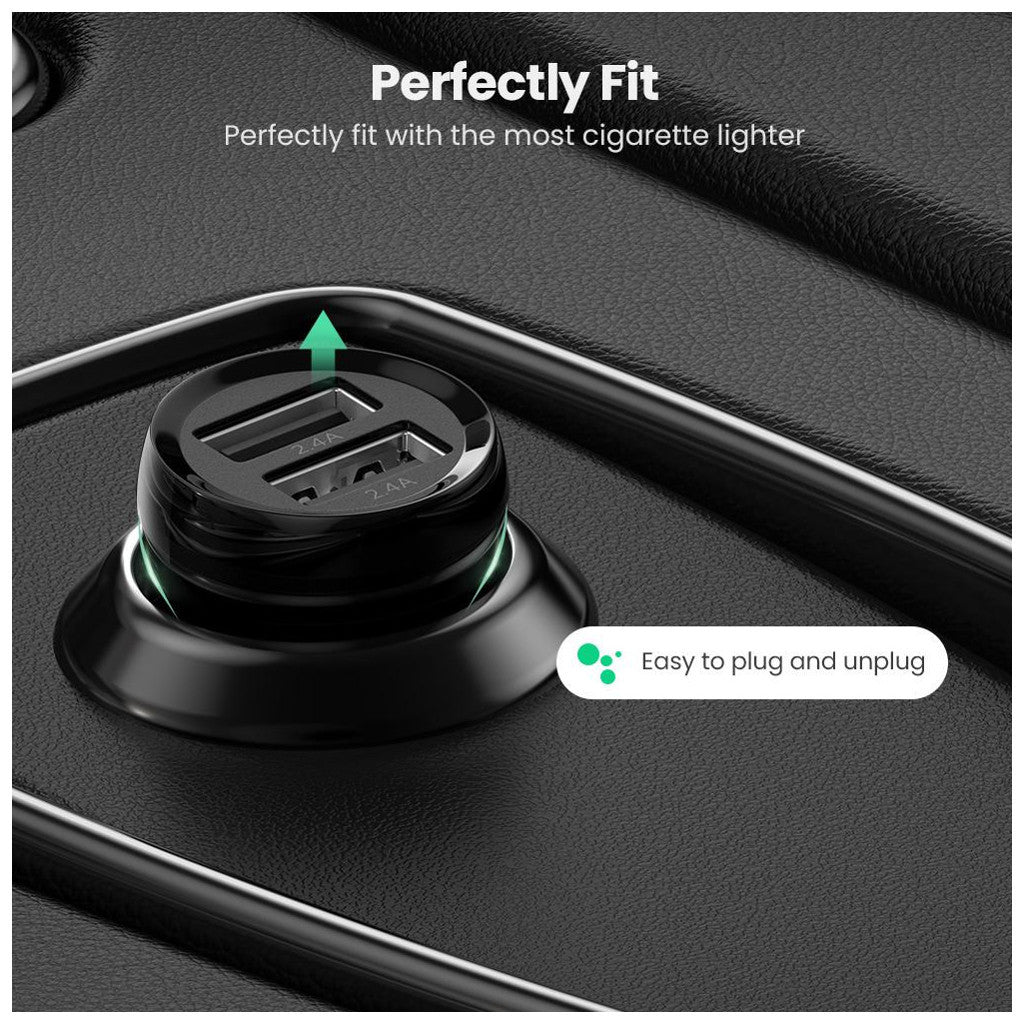 Зарядное устройство для Ugreen ED018 24W 2xUSB Car Charger (Black) (50875)