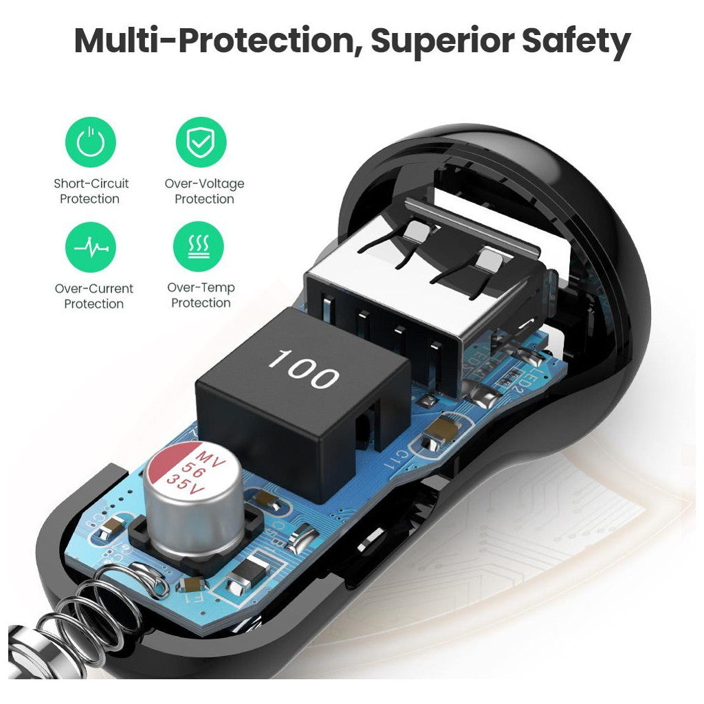 Зарядное устройство для Ugreen ED018 24W 2xUSB Car Charger (Black) (50875)