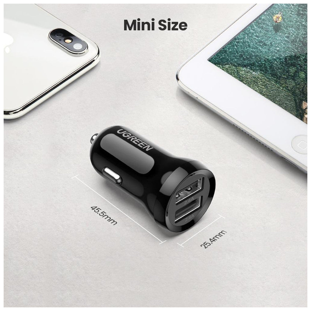 Зарядное устройство для Ugreen ED018 24W 2xUSB Car Charger (Black) (50875)