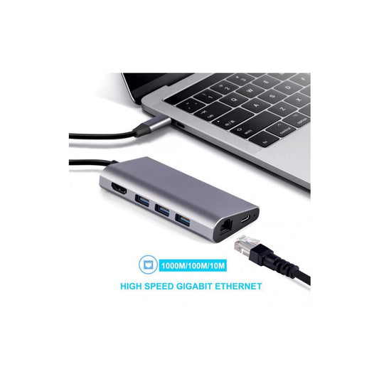 Концентратор Dynamode USB3.1 Type-C to HDMI, 3хUSB3.0, RJ45, USB Type-C Female, SD