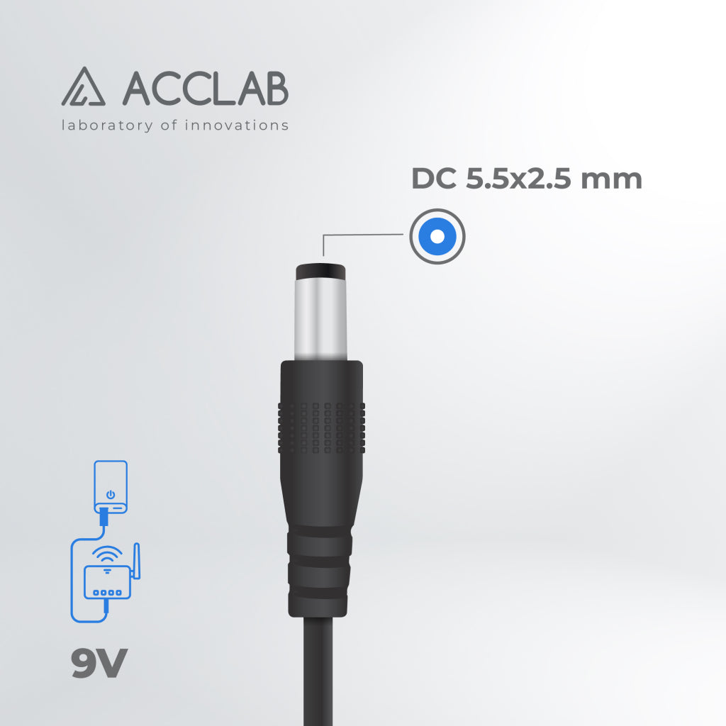 Кабель питания USB to DC 5.5х2.5mm 9V 1A ACCLAB (1283126565113)
