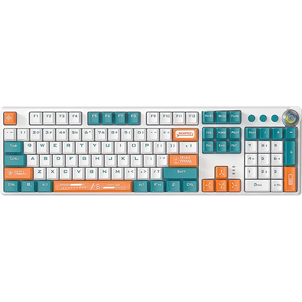 Клавиатура Aula F2088 PRO Plus 9 Orange Keys KRGD Blue USB RU White/Blue