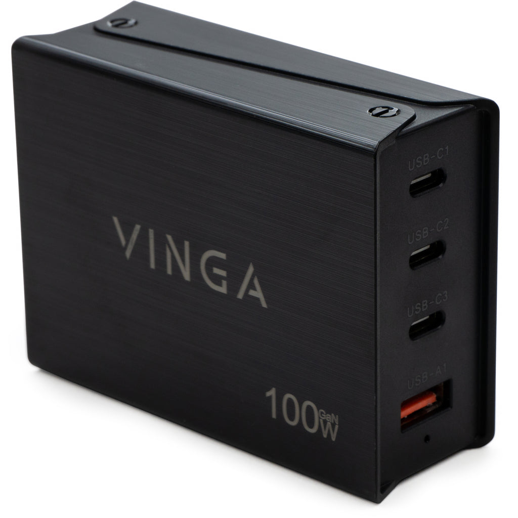 Зарядное устройство для Vinga GaN 100W PD+QC 3C1A ports (VCPCH100CB)