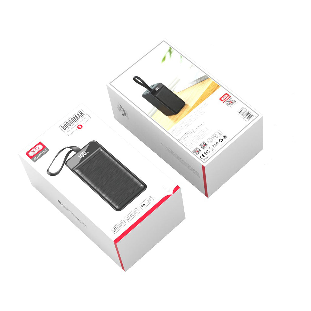 Батарея универсальная XO 80000mAh, PD/18W, QC3.0/22.5W, фонарь, Input(Micro,Type-C,Lightning), Output(3*USB,Type-C) (XO-PR160)