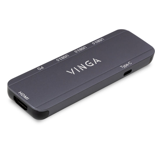 Концентратор Vinga VHYC6FC USB-C 3.1 to HDMI+3xUSB3.0+PD100W