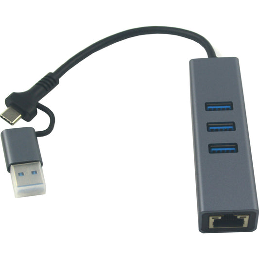 Концентратор USB 3.0 Type-C/Type-A для RJ45 Gigabit Lan, 3*USB 3.0, cable 13 cm Dynamode (DM-AD-GLAN-U3)