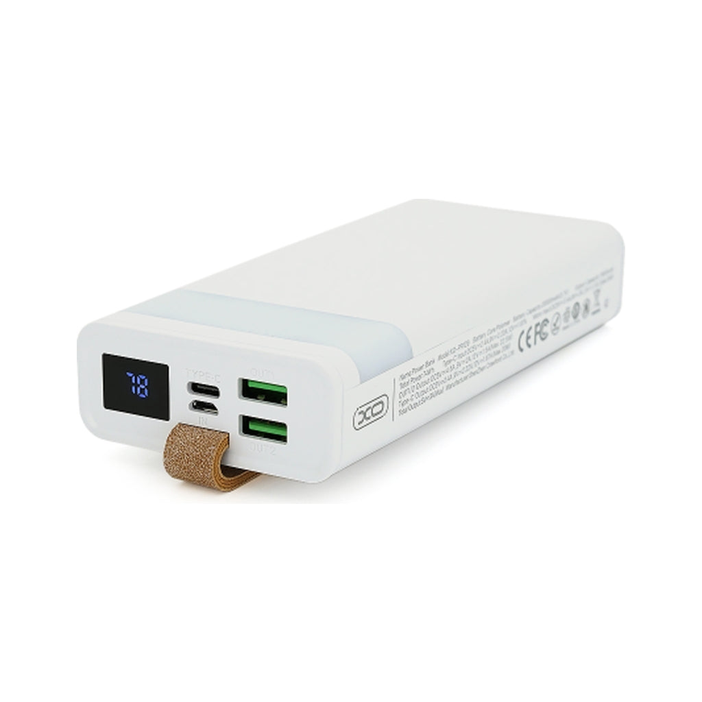 Универсальная батарея XO 20000mAh, PD/20W, QC/22.5W, Flashlight, Micro-USB, Type-C, USB-A*2, белая (XO-PR129W / 29304)