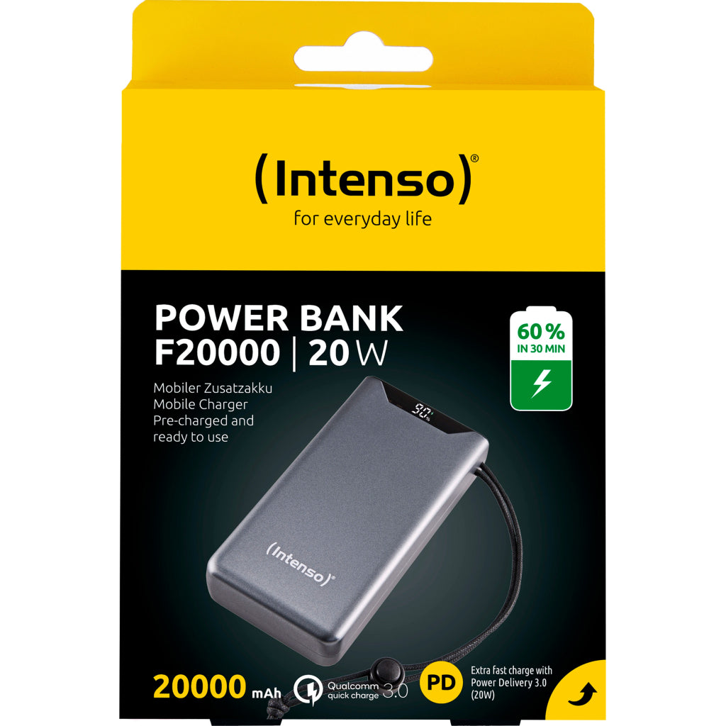 Батарея универсальная Intenso F20000 20000mAh PD/18W, QC3.0, grey (7332054)