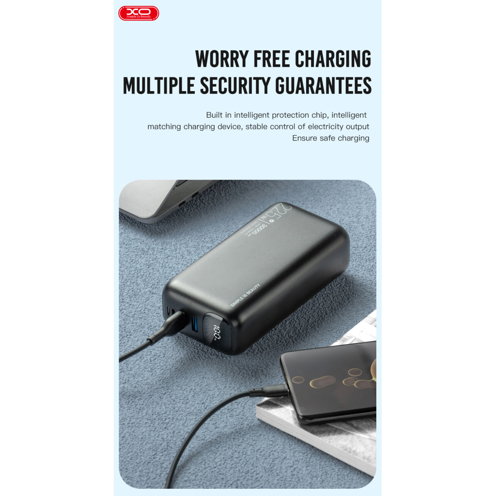 Батарея универсальная XO 30000mAh, PD/20W, QC/22.5W, черный (PR200_Black)