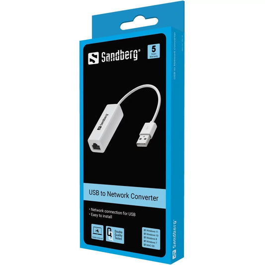 Перехідник USB 2.0 Type-A to Ethernet RJ45 100Mb Sandberg (133-78)