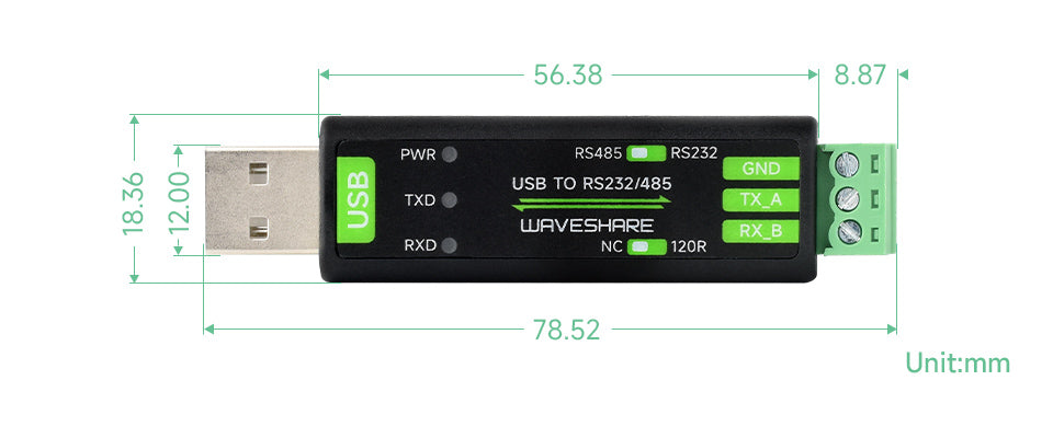 Конвертер USB - RS232/485, FT232RNL, Waveshare 26630