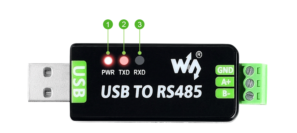 Конвертер USB-RS485, чипсет CH343, Industrial, Waveshare 22456